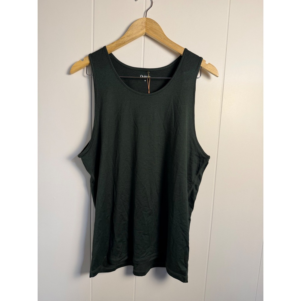 Quince Flowknit Breeze Tank Size M Olive Green Sleeveless Activewear Scoop Neck